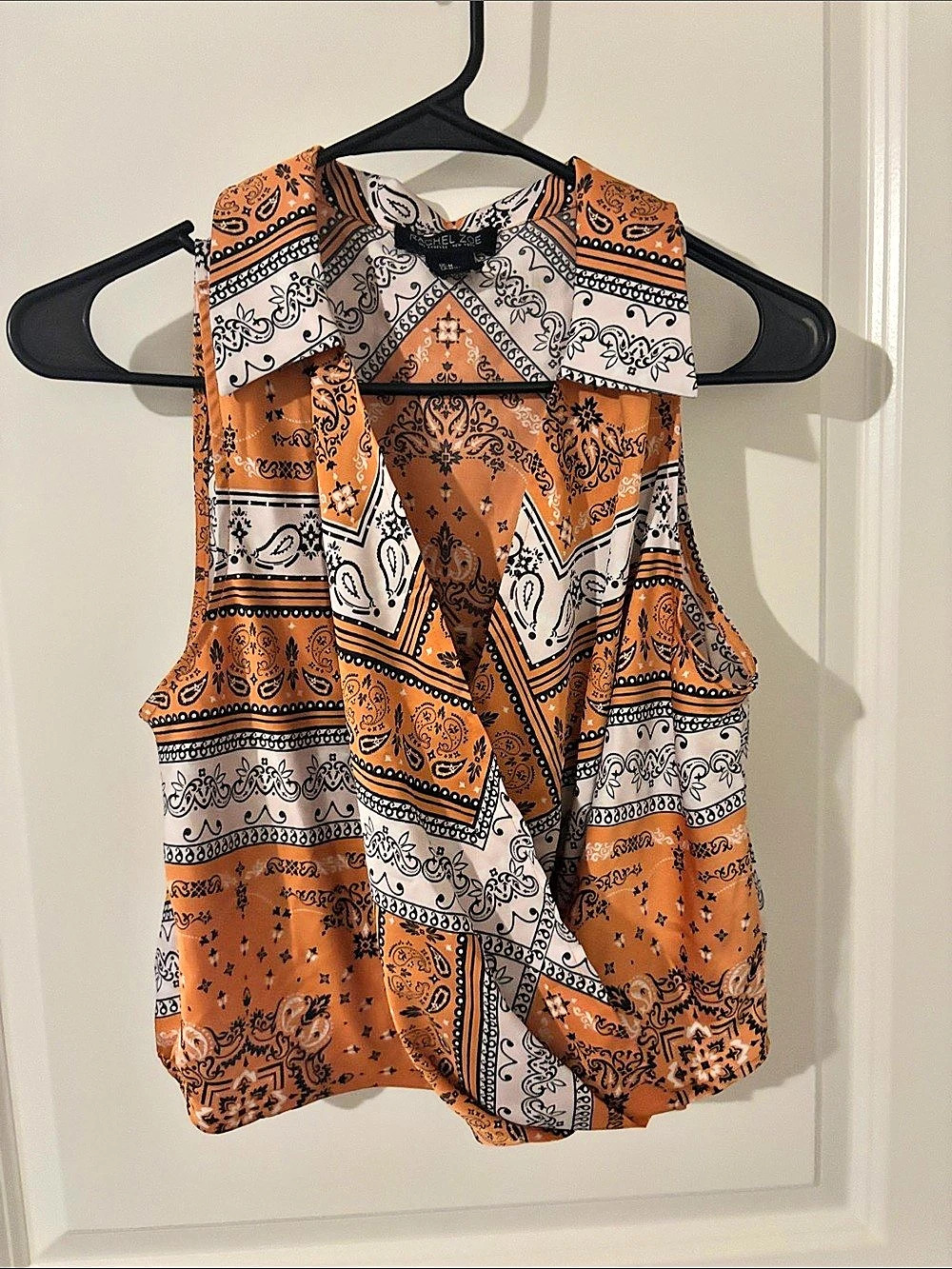 Rachel Zoe Paisley Sleeveless Top in Orange & White Size Medium Like New